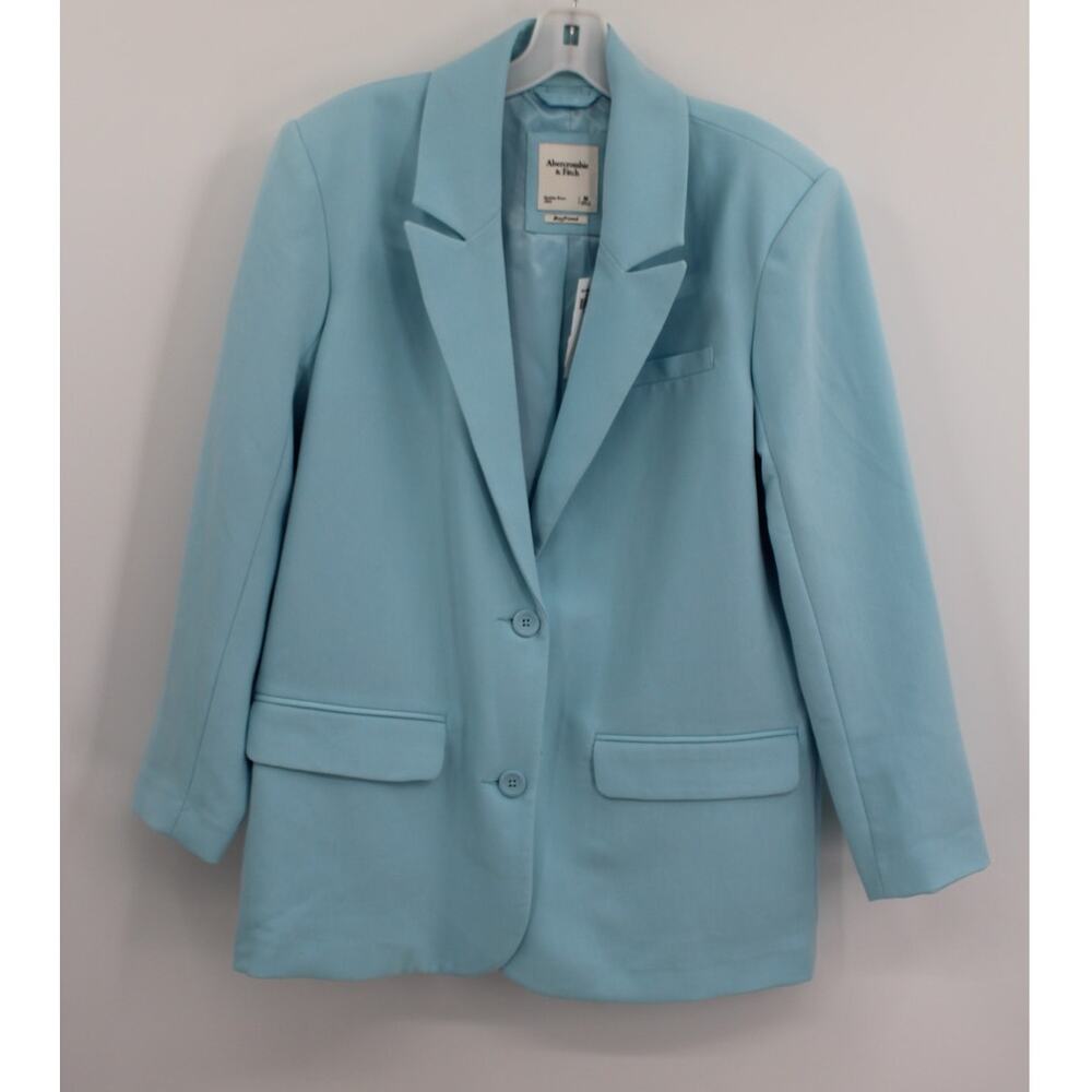 Abercrombie & Fitch Boyfriend Oversized Blazer Women M Light Blue Relaxed Fit
